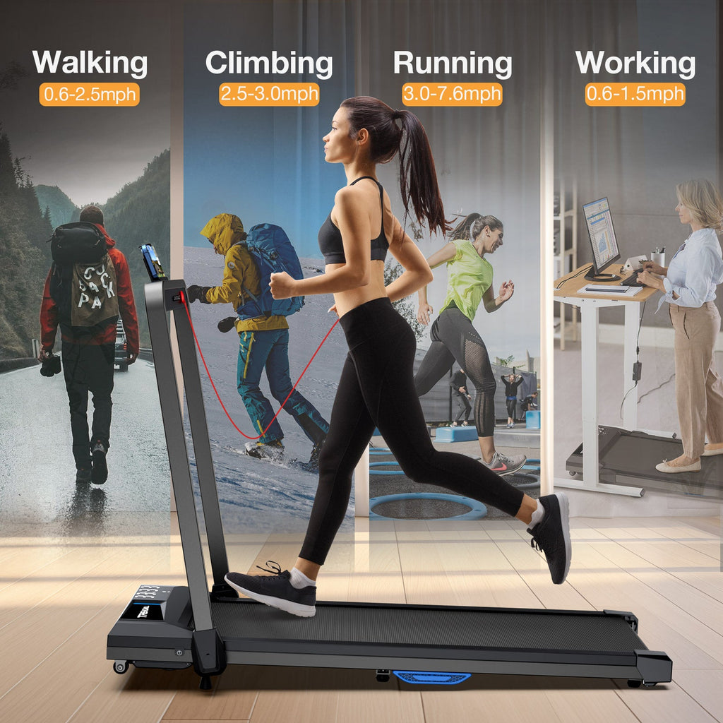 2026 Upgraded-TM010 Smart 2 in 1 Folding 10% Incline Treadmill