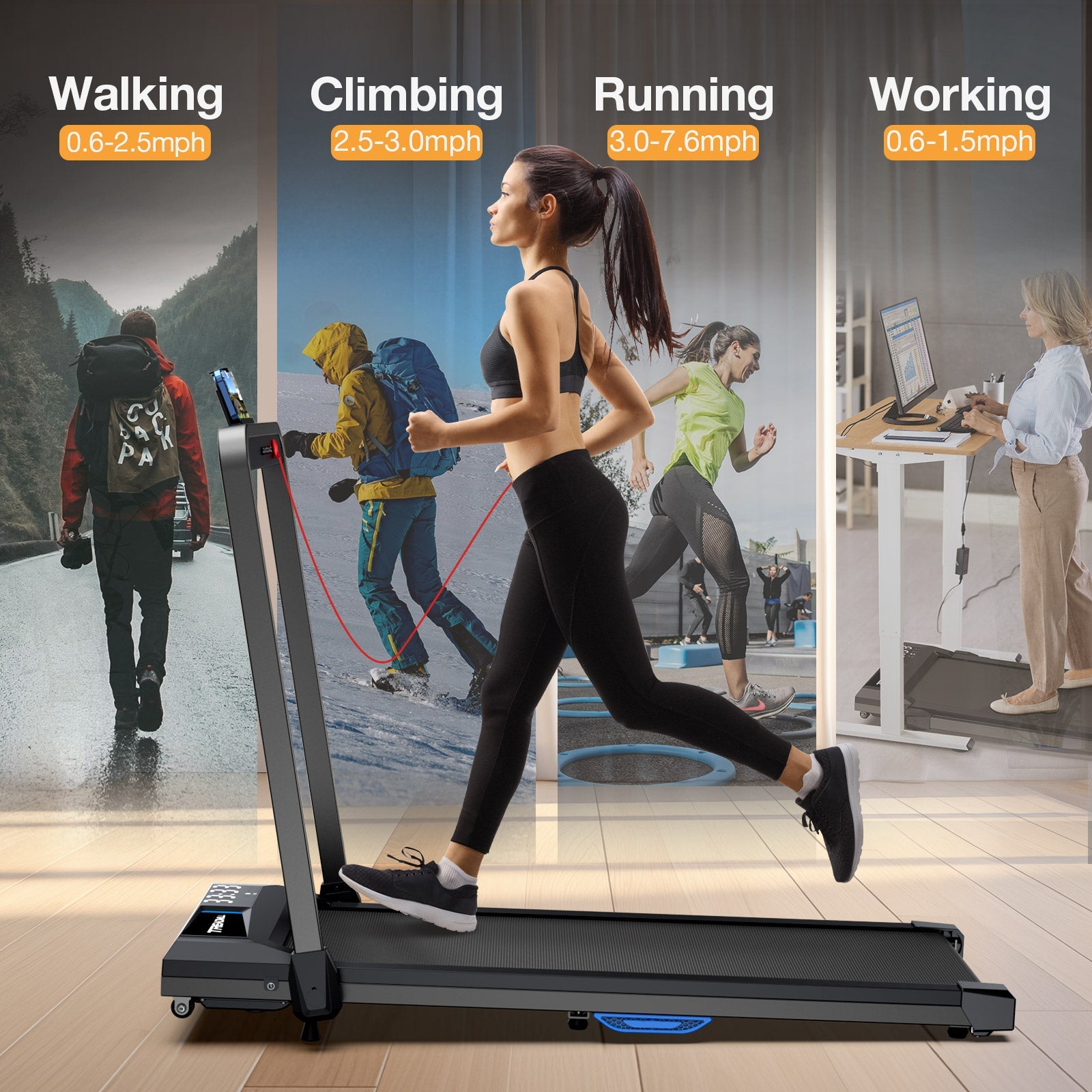 2026 Upgraded-TM010 Smart 2 in 1 Folding 10% Incline Treadmill