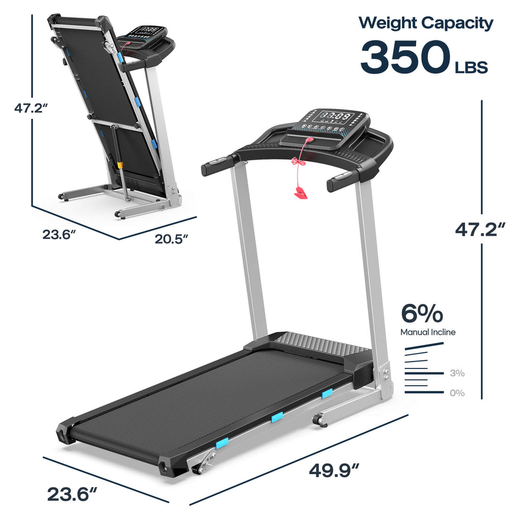 TM015-Foldable Incline Treadmill With Side Rails 350 lbs Capacity