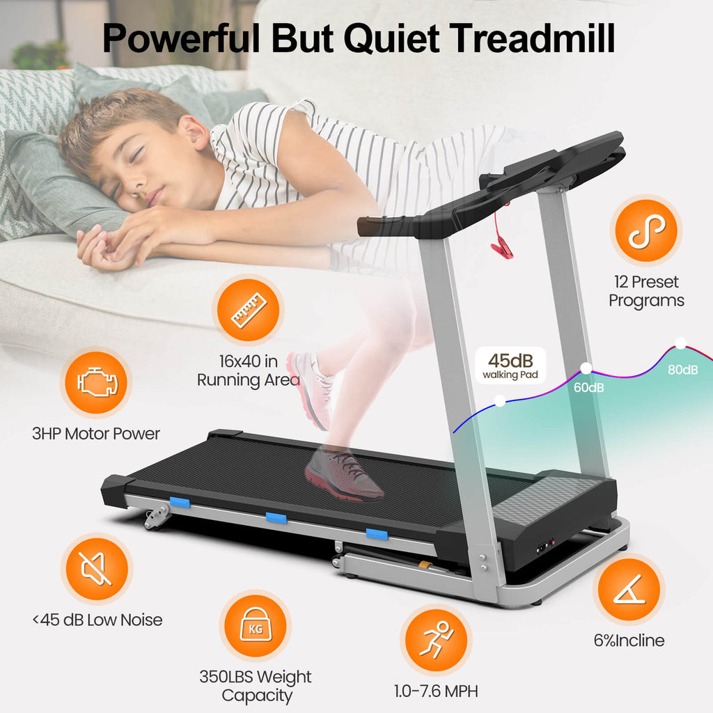 TM015-Foldable Incline Treadmill With Side Rails 350 lbs Capacity