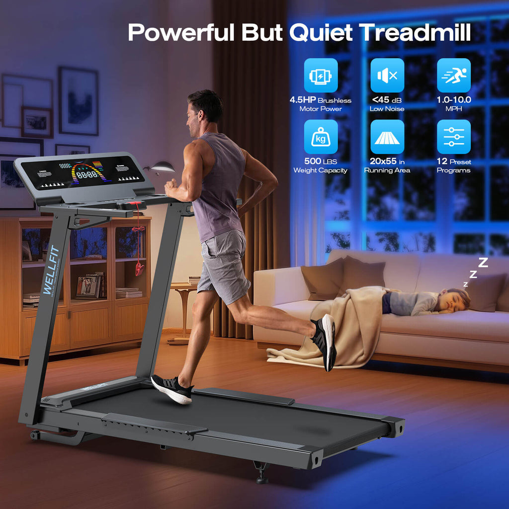 TM029 Treadmill-12 Auto Incline-500LBS-10mph-55Inch Long Running Area