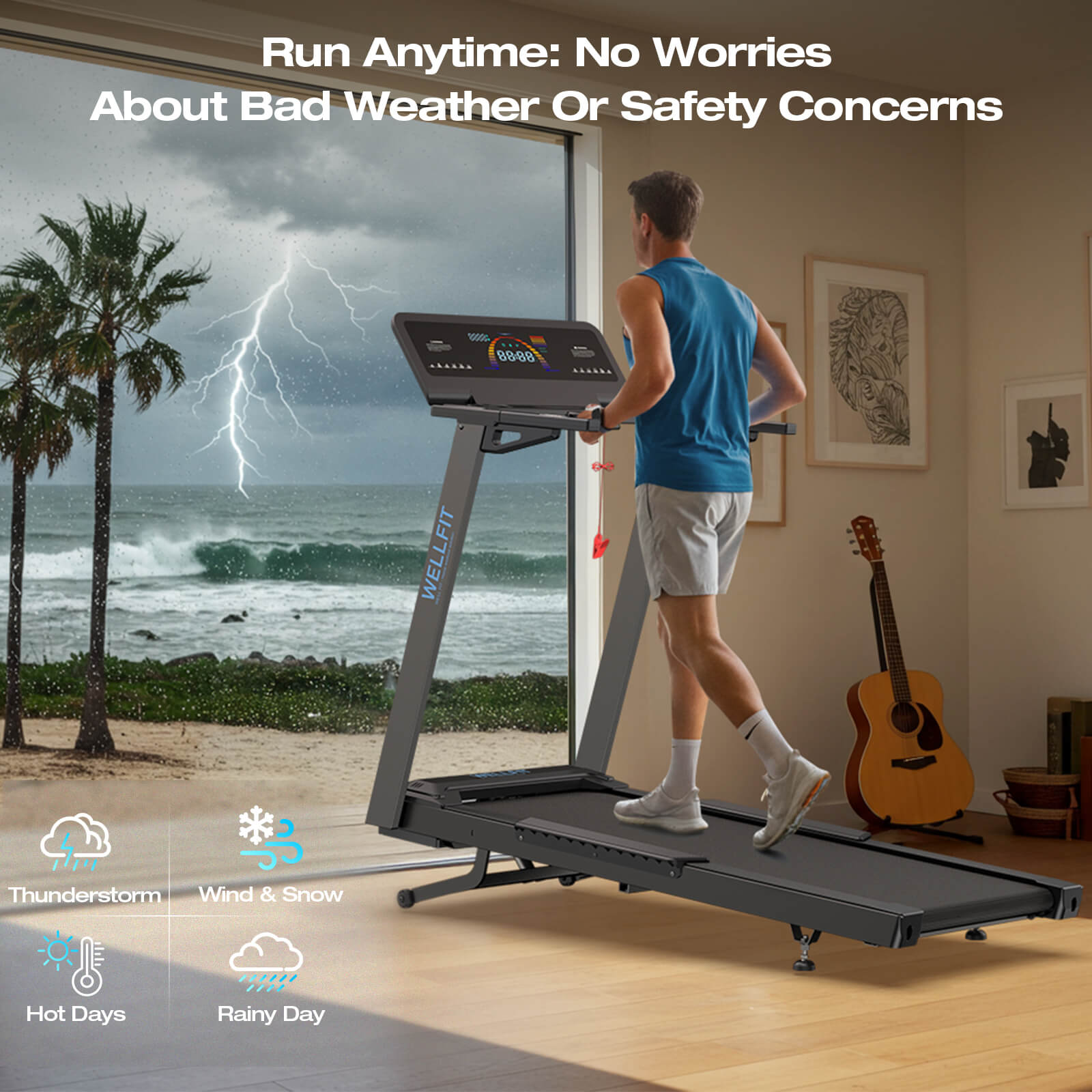 TM029 Treadmill-12 Auto Incline-500LBS-10mph-55Inch Long Running Area