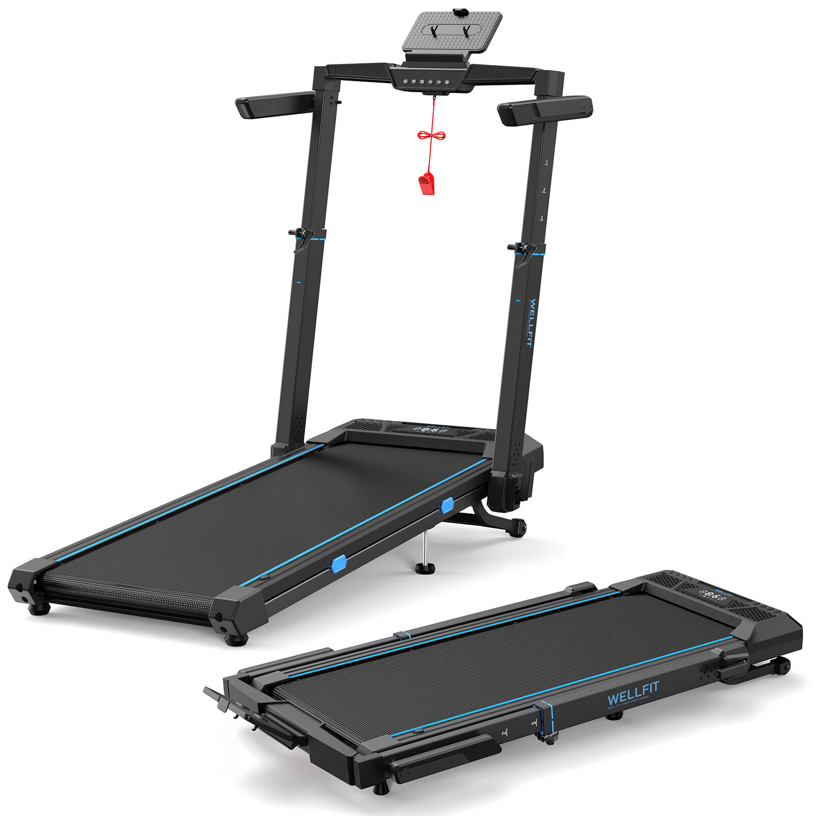 TM032 Height-Adjustable Treadmill with 10% Auto Incline 17*44 Inch Running Area