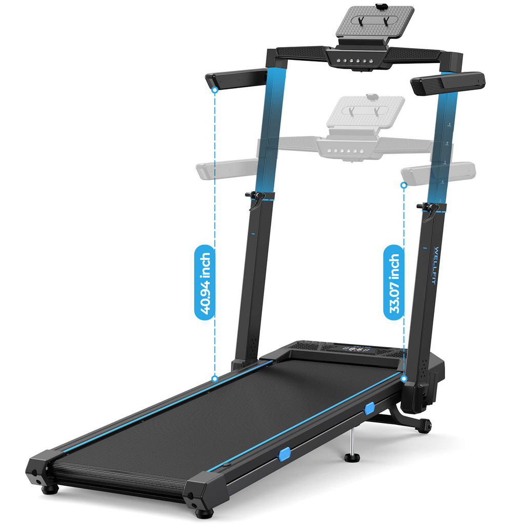 TM032 Height-Adjustable Treadmill with 10% Auto Incline 17*44 Inch Running Area