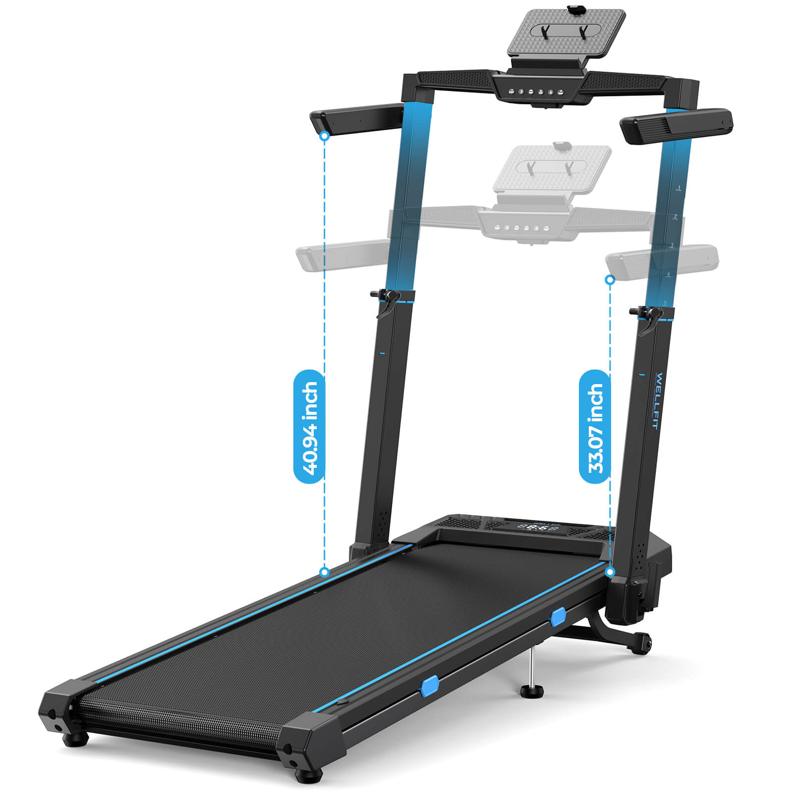 TM032 Height-Adjustable Treadmill with 10% Auto Incline 17*44 Inch Running Area