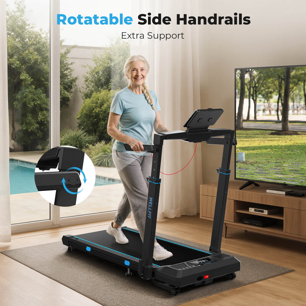 TM032 Height-Adjustable Treadmill with 10% Auto Incline 17*44 Inch Running Area