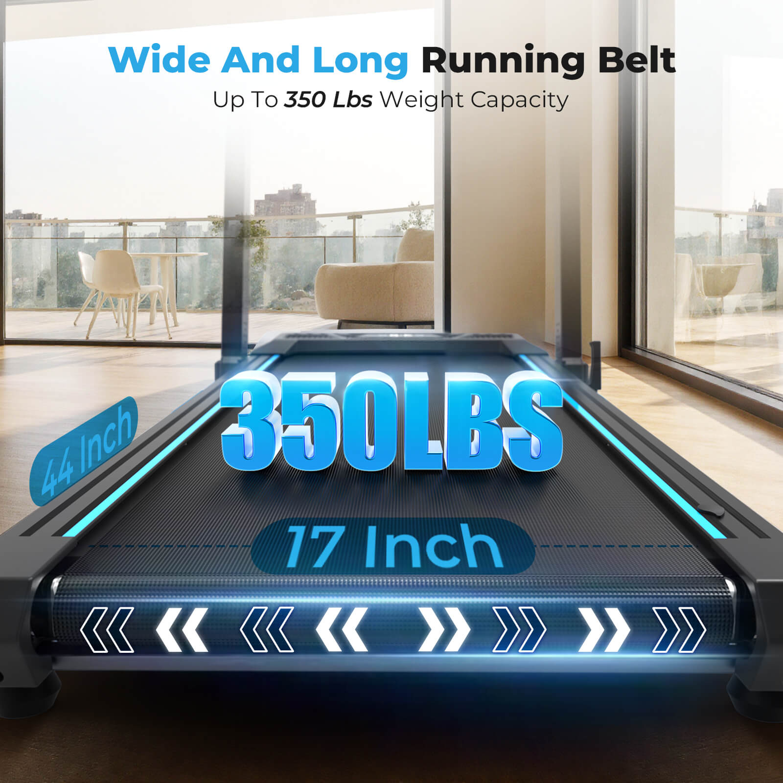 TM032 Height-Adjustable Treadmill with 10% Auto Incline 17*44 Inch Running Area