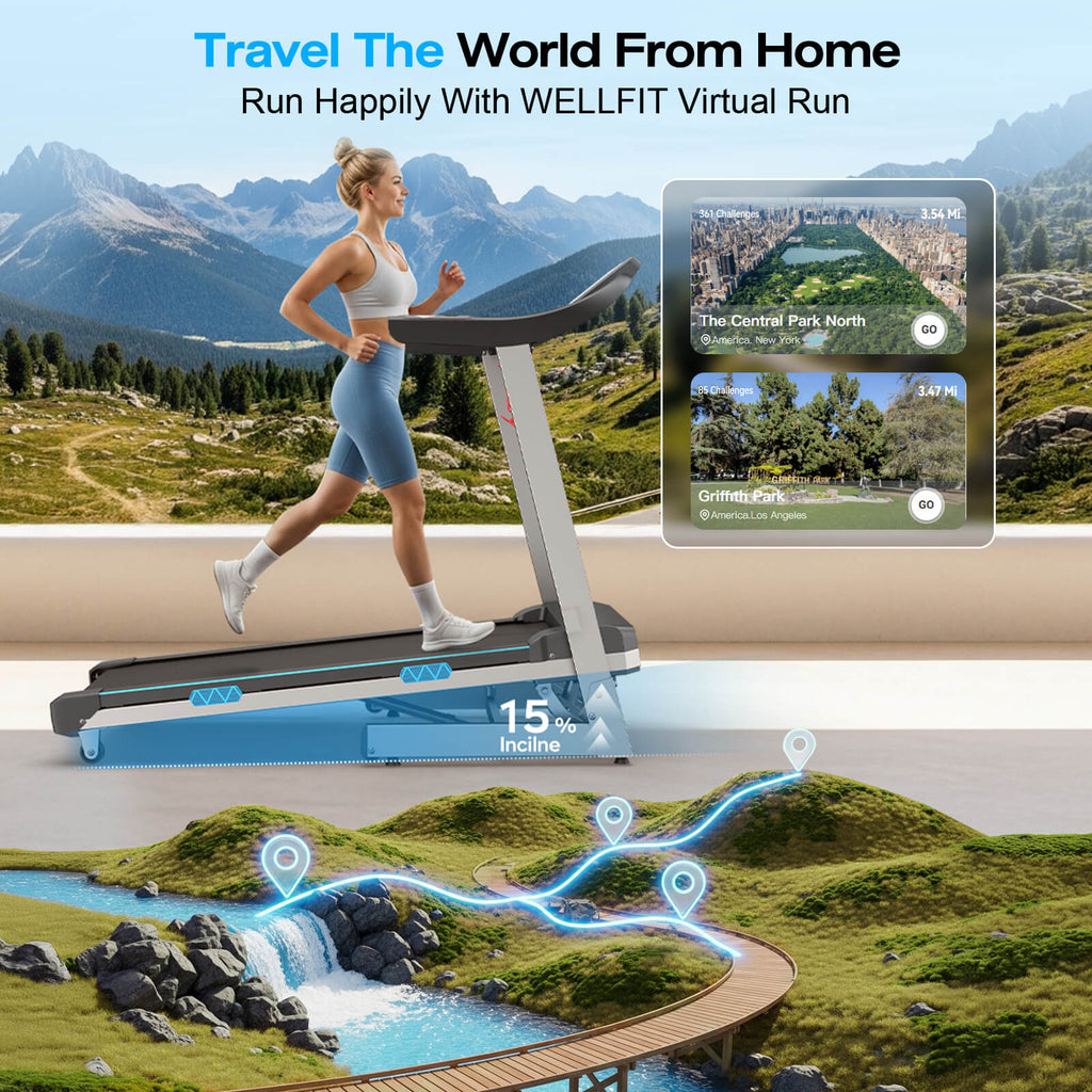 [2026]TM007 Foldable Auto 15% Incline Treadmill 400 LBS Capacity